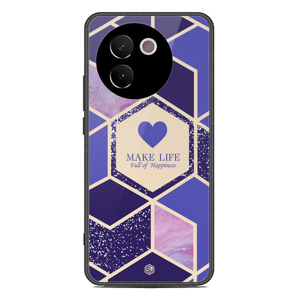 Happiness Series Soft Phone Case - Premium Glass Case - Design 2 - Vivo V30e