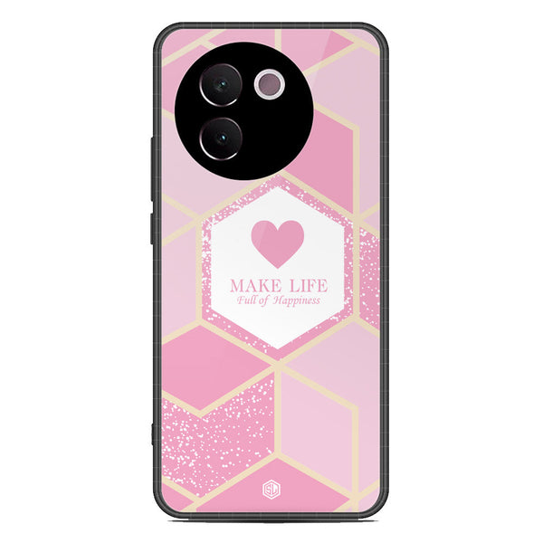 Happiness Series Soft Phone Case - Premium Glass Case - Design 3 - Vivo V30e