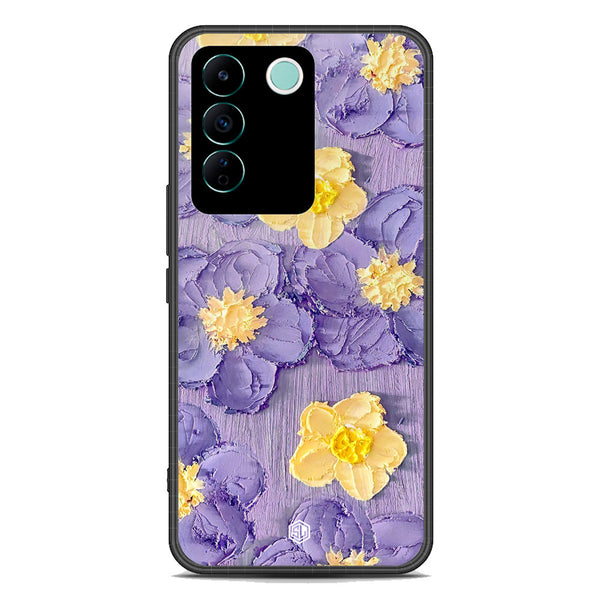 Floral Series Soft Phone Case - Premium Glass Case - Design 8 - Vivo V27e