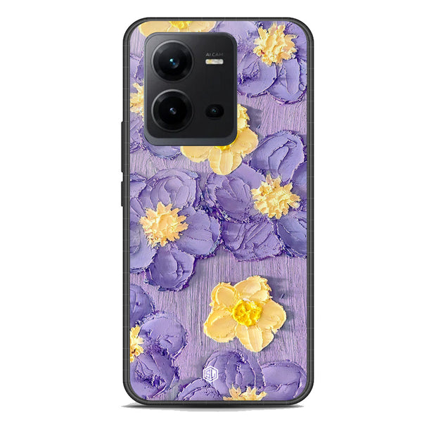 Floral Series Soft Phone Case - Premium Glass Case - Design 8 - Vivo V25e