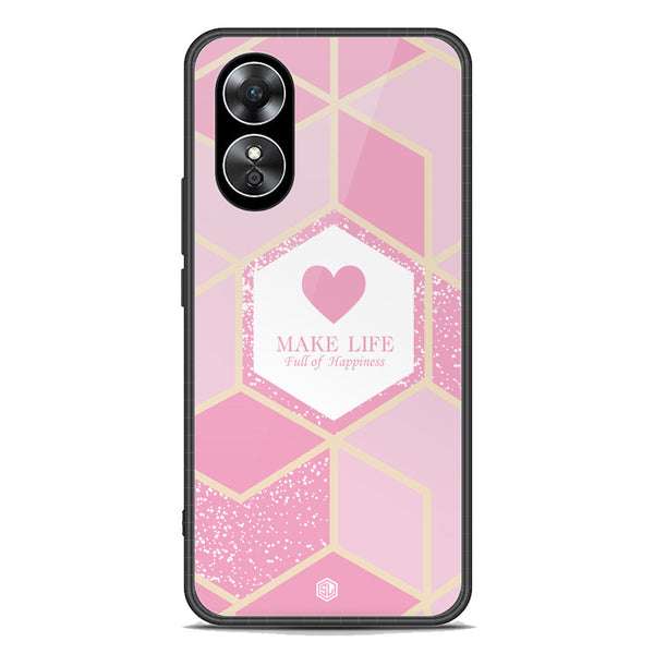 Happiness Series Soft Phone Case - Premium Glass Case - Design 3 - Oppo A17