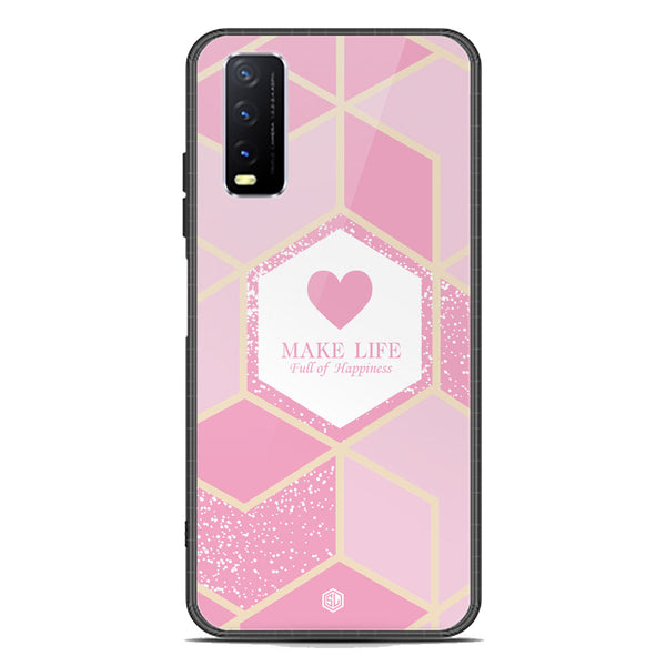 Happiness Series Soft Phone Case - Premium Glass Case - Design 3 - Vivo Y20i