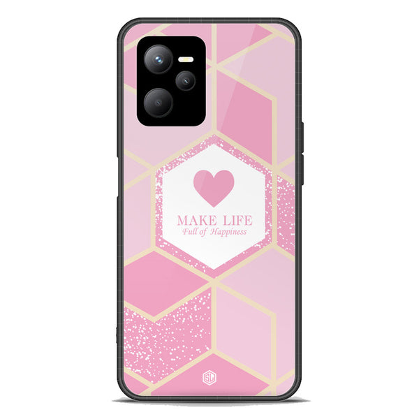 Happiness Series Soft Phone Case - Premium Glass Case - Design 3 - Realme V25