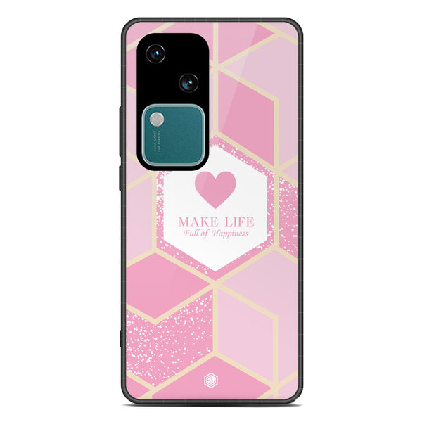 Happiness Series Soft Phone Case - Premium Glass Case - Design 3 - Vivo S18