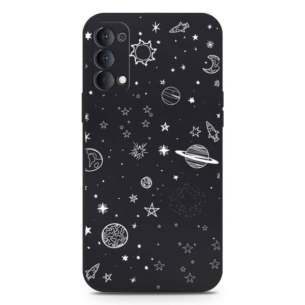 Stardust Dreams Design Soft Phone Case - Silica Gel Case - Black - Oppo Reno 4 5G