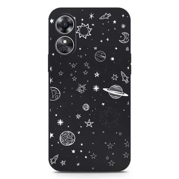 Stardust Dreams Design Soft Phone Case - Silica Gel Case - Black - Oppo A17