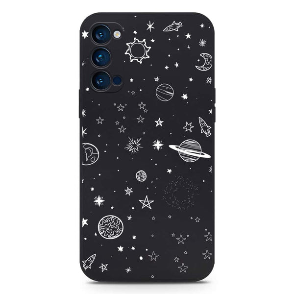 Stardust Dreams Design Soft Phone Case - Silica Gel Case - Black - Oppo Reno 4