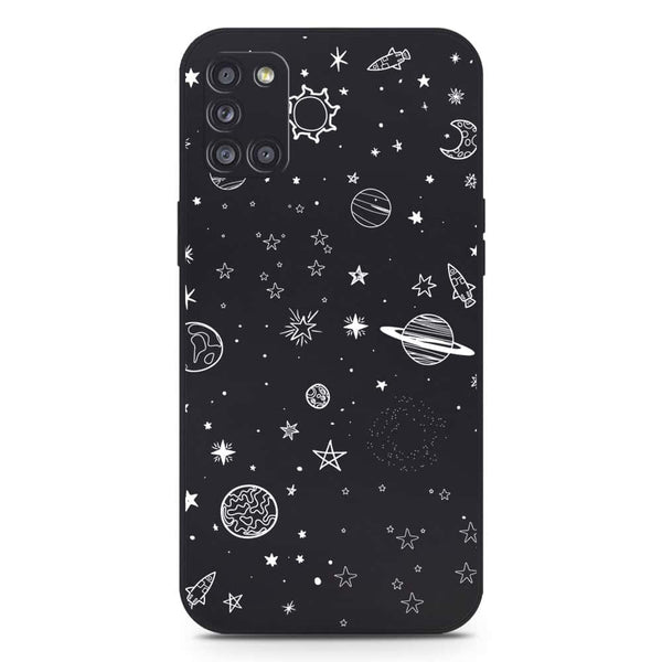 Stardust Dreams Design Soft Phone Case - Silica Gel Case - Black - Samsung Galaxy A31