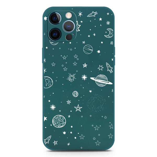 Stardust Dreams Design Soft Phone Case - Silica Gel Case - Darkgreen - iPhone 12 Pro Max