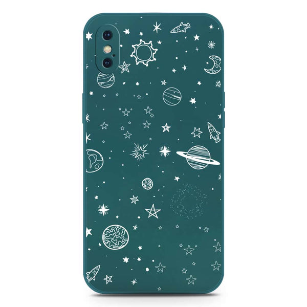 Stardust Dreams Design Soft Phone Case - Silica Gel Case - Darkgreen - iPhone XS / X