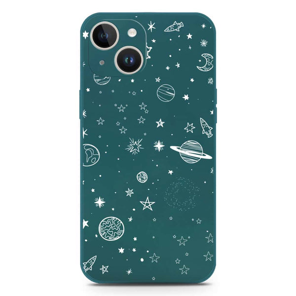 Stardust Dreams Design Soft Phone Case - Silica Gel Case - Darkgreen - iPhone 14 Pro