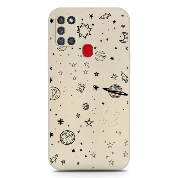 Stardust Dreams Design Soft Phone Case - Silica Gel Case - Offwhite - Samsung Galaxy A21s