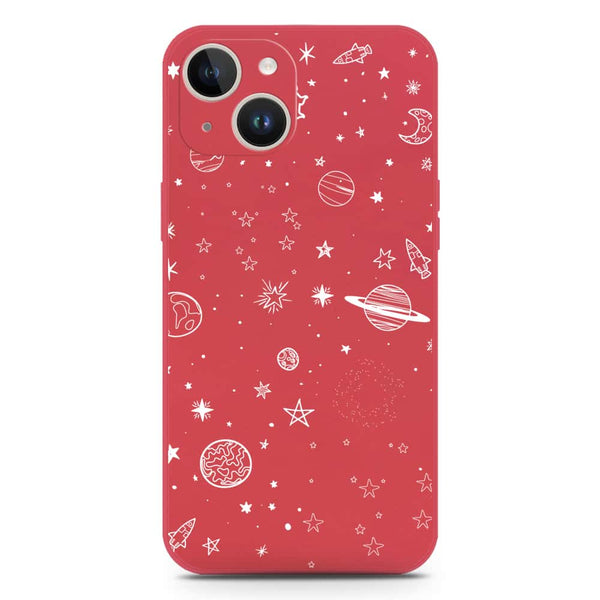 Stardust Dreams Design Soft Phone Case - Silica Gel Case - Dark Red - iPhone 14 Plus