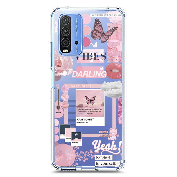 Pink Aesthetic Design Soft Phone Case - Crystal Clear Case - Xiaomi Redmi 9T