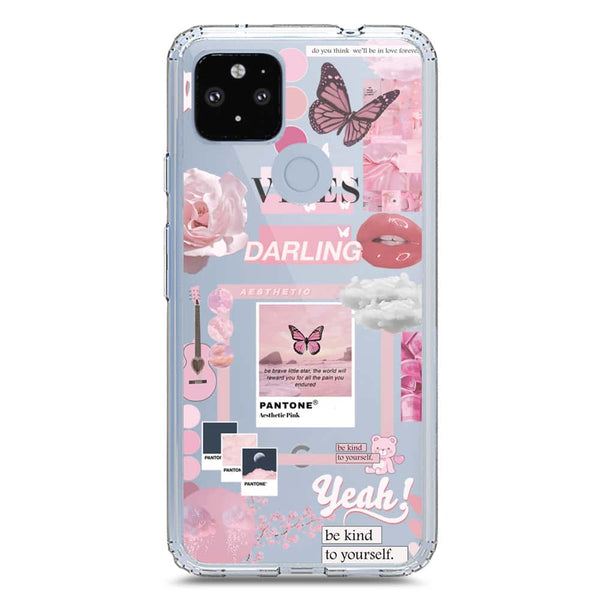 Pink Aesthetic Design Soft Phone Case - Crystal Clear Case - Google Pixel 4a 5G