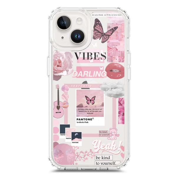 Pink Aesthetic Design Soft Phone Case - Crystal Clear Case - iPhone 15 Plus