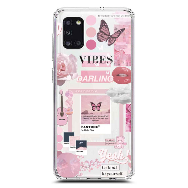 Pink Aesthetic Design Soft Phone Case - Crystal Clear Case - Samsung Galaxy A31