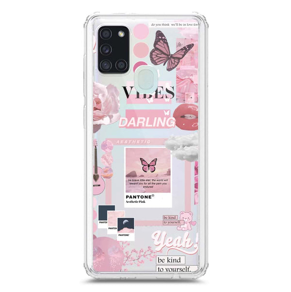 Pink Aesthetic Design Soft Phone Case - Crystal Clear Case - Samsung Galaxy A21s