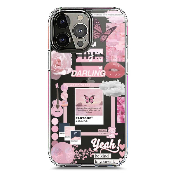 Pink Aesthetic Design Soft Phone Case - Crystal Clear Case - iPhone 13 Pro Max