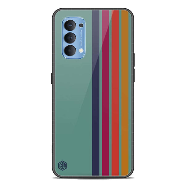 Retro Stripes Series Soft Phone Case - Premium Glass Case - Oppo Reno 4