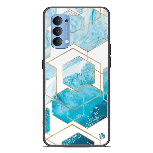 Stylish Marble Series Soft Phone Case - Premium Glass Case - Design 1 - Oppo Reno 4