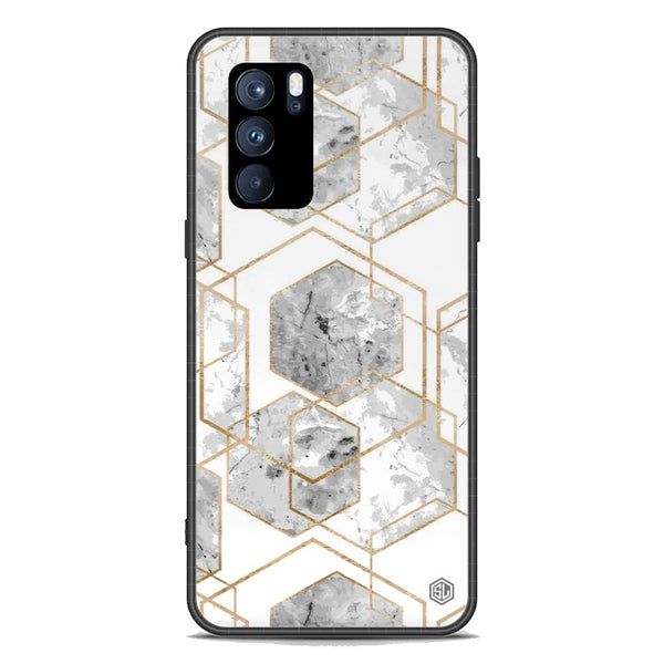 Stylish Marble Series Soft Phone Case - Premium Glass Case - Design 2 - Oppo Reno 6 Pro 5G