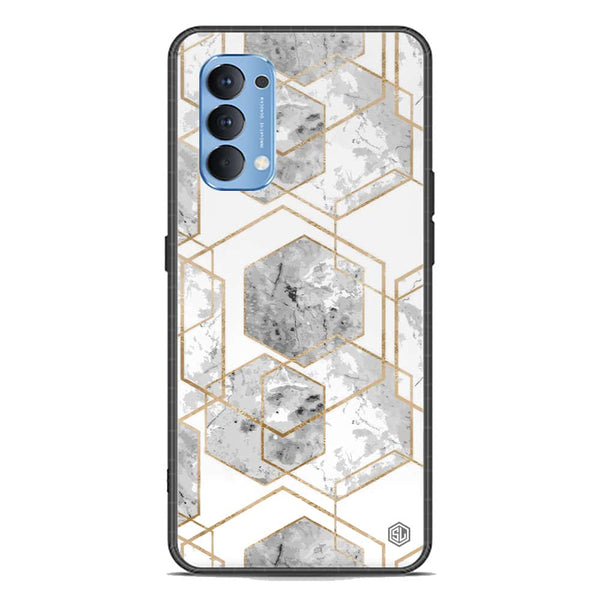 Stylish Marble Series Soft Phone Case - Premium Glass Case - Design 2 - Oppo Reno 4