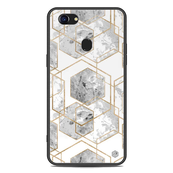 Stylish Marble Series Soft Phone Case - Premium Glass Case - Design 2 - Oppo F5