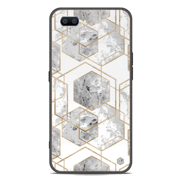 Stylish Marble Series Soft Phone Case - Premium Glass Case - Design 2 - Oppo A3s