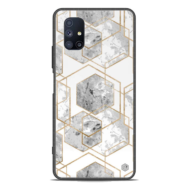 Stylish Marble Series Soft Phone Case - Premium Glass Case - Design 2 - Samsung Galaxy M51