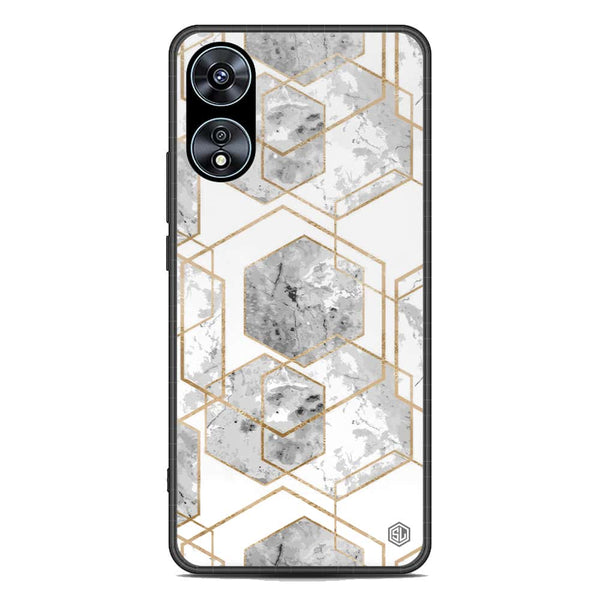 Stylish Marble Series Soft Phone Case - Premium Glass Case - Design 2 - Oppo A58 4G