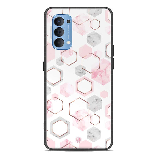 Stylish Marble Series Soft Phone Case - Premium Glass Case - Design 4 - Oppo Reno 4