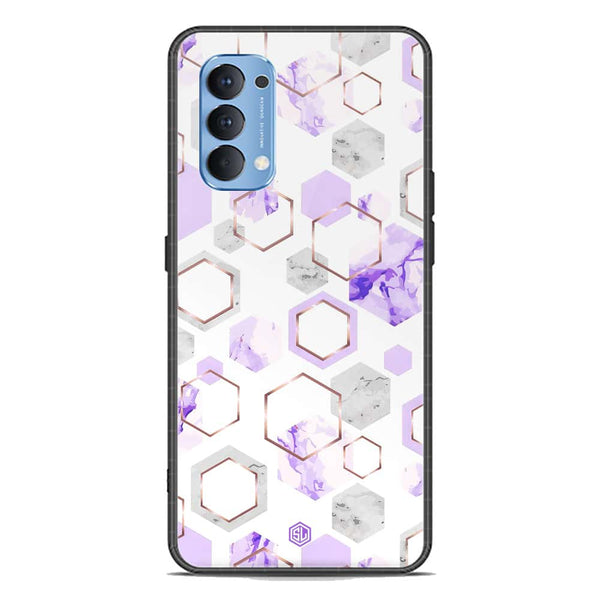 Stylish Marble Series Soft Phone Case - Premium Glass Case - Design 5 - Oppo Reno 4